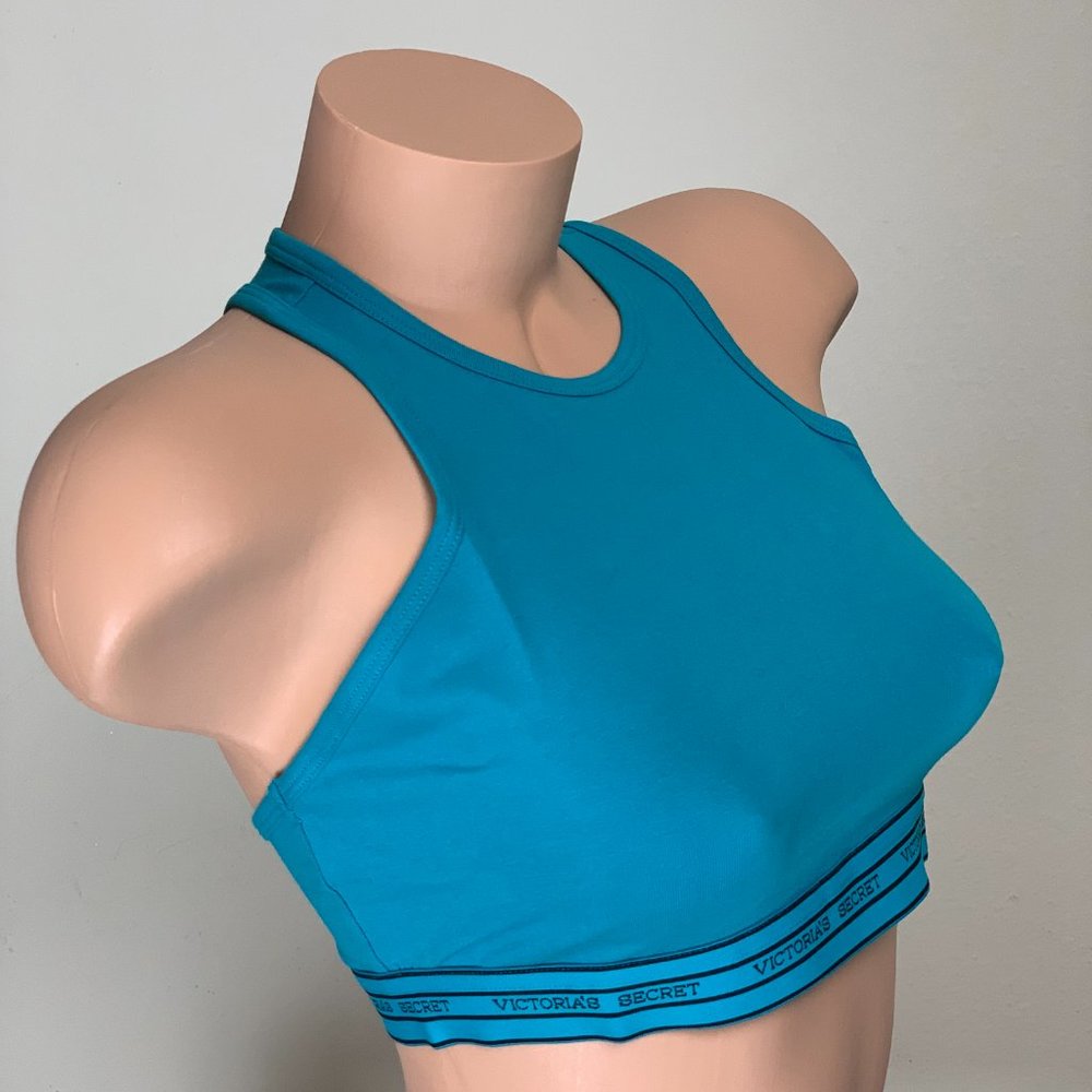Victoria's Secret VS Blue Cotton Racerback Bralette Bra Top M - Picture 2 of 4